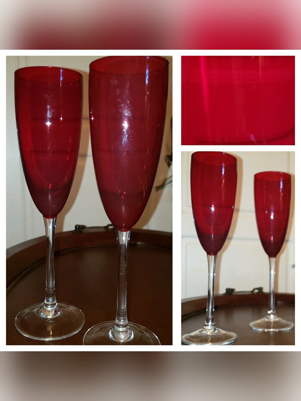 Elegant Red Champagne Flutes - Set of 2